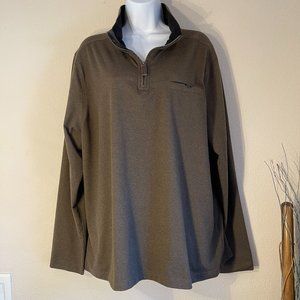 Age Of Wisdom Oversized Olive Green Brown Quarter Zip Long Sleeve Top Women XL